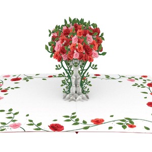 Handmade Roses Flower 3D Pop Up <b>Card</b> Vietnam Wholesale Souvenir Special 3D Handmade Greeting <b>Card</b> Customized Exclusive Design - Product Image 3