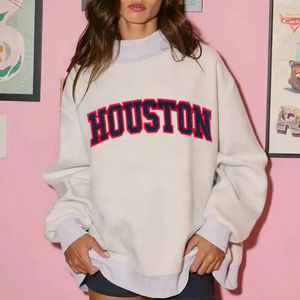 Sweat-shirt à col montant pour femme, 100% coton, tissu polaire de haute qualité, respirant, coupe-vent, épaules tombantes, manches longues, logo personnalisé - Product Image 2