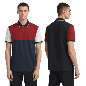 Polo personnalisé à blocs de couleur par sublimation, respirant, anti-humidité, uniforme de sport de golf, fabricant en gros - Product Image 1