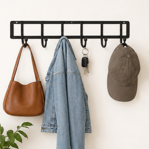 Classic Design Wall Mounted Kitchen Utensil Rack with Multi-Purpose <b>Hooks</b> Black Metal Hanging Organizer for Pots Pans - Product Image 2
