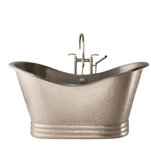 Bañera de Metal de Forma Ovalada con Acabado Plateado, Accesorios de Baño, Bañera Hecha a Mano, Diseño Clásico, Tanque de Agua de Metal - Product Image 1