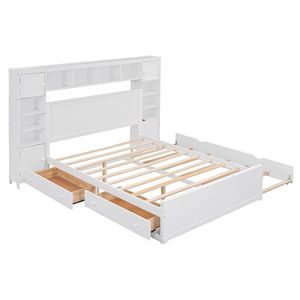 Letto matrimoniale in legno con armadio e scaffale integrati, letto estraibile Twin XL bianco - per bambini - Product Image 5
