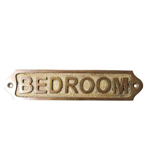 Handcrafted <b>Vintage</b> Brass RESTROOM Wall <b>Sign</b> with Black <b>Enamel</b> Plaque and Bold Raised Lettering for Bathroom Door Toilet Entranc - Product Image 2