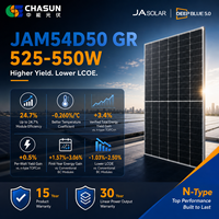 Panneau solaire monocristallin noir bifacial JASOLAR 525-550W DeepBlue N-Type Bycium+ double vitrage, rendement 23,7 %, garantie 15 ans