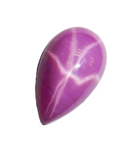 Rubis Étoilé Rose Poire 11x17 mm 9,5 Carats Créé en Laboratoire Poli Opaque Cabochon avec Effet Étoile à 6 Branches pour la Fabrication de Bijoux - Product Image 2