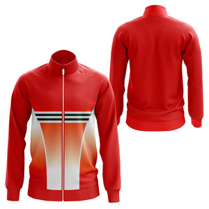 Men's <b>Red</b> Gradient Color Block Track Jacket Zip Up Stand Collar Sporty Outerwear Sublimation Print Polyester <b>Material</b> Sports Top - Product Image 6
