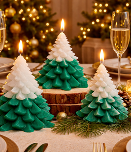 Ensemble de bougeoirs décoratifs en cire de paraffine faits à la main en forme de sapin de Noël parfumés pour la décoration festive de la maison, Thanksgiving, Nouvel An - Product Image 3