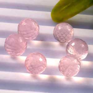 Cuentas redondas facetadas de cuarzo rosa natural de 10 mm, esferas curativas, piedras preciosas sueltas para la fabricación de joyería, lote al por mayor - Product Image 1