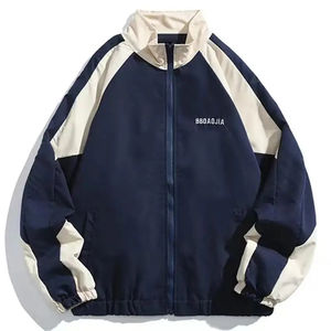 Mens <b>Windbreaker</b> Jacket Hip Hop Streetwear Zip Up Lightweight Sports Jacket <b>Black</b> Blue - Product Image 3