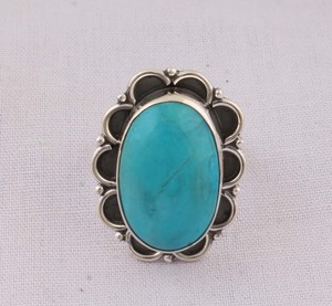 Shree Jaipur Silver Classic Oval <b>Turquoise</b> Bezel Setting 925 Sterling Silver Gemstone <b>Ring</b> for Unisex Wedding & Party - Product Image 3