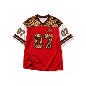 Camiseta de Fútbol Retro con Estampado de Guepardo Sublimado Personalizado, Unisex, Estilo Deportivo, Jersey de Fútbol Americano, Estilo Urbano Holgado, Malla Multipanel - Product Image 2