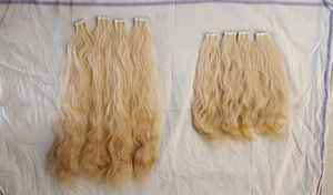 Extensions de cheveux humains indiens Remy de luxe 100g, vierges, lisses et ondulés, double trame, à bandes adhésives, couleur naturelle épaisse, qualité supérieure - Product Image 2