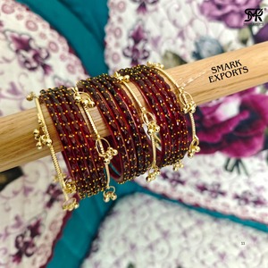 Ensemble de 16 bracelets en verre goutte de pluie plaqué or, faits à la main, de luxe, style Ghungroo du Cachemire, bijoux ethniques traditionnels de mariée - Product Image 4