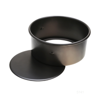 Moule à gâteau rond en alliage d'aluminium anodisé dur de qualité alimentaire ATLAS STAR, 6 pouces, fond amovible, résistant au four, noir