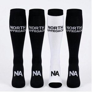 North Approach <b>Knee</b> <b>High</b> <b>Socks</b> Black White Breathable Soccer Football <b>Socks</b> for Adults Summer Season - Product Image 1