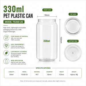 ขวดพลาสติก PET 330 มล. รุ่น TS330-25 ใช้ได้กับเครื่องปิดฝากระป๋องสำหรับชา น้ำผลไม้ กาแฟ และเครื่องดื่มต่างๆ - Product Image 6