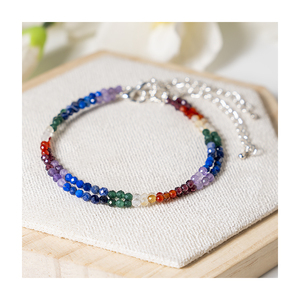Cheville en cristal de pierres précieuses 7 chakras, qualité supérieure, grade AAA, design tendance, multicolore, à facettes, extensible, fournisseur indien - Product Image 1