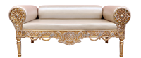 Königlich Goldene Handgeschnitzte Klassische Elegante Hochzeitsbühnenbank Sofa-2-Sitzer Brautdiwan Metallrahmen Traditionelles Design Rajhans RHM