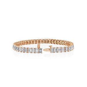สร้อยข้อมือเทนนิสเพชรทรงมรกต 14k โรสโกลด์ เพชรเพาะเลี้ยงในห้องปฏิบัติการ รับรองโดย IGI พร้อมจี้รูปทรงมรกต เพชรเพาะเลี้ยงในห้องปฏิบัติการ เป็นของขวัญสำหรับเธอ - Product Image 2