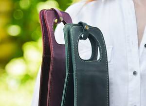 Porte-vin en cuir véritable de qualité supérieure pour un seul bouteille, sac de transport artisanal pour vin, LEB-0095 - Product Image 2