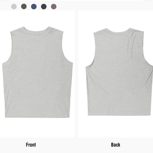 เสื้อกล้ามคอกลมผู้ชาย สีพื้น แห้งเร็ว ผ้าถักโพลีเอสเตอร์ สวมใส่สบาย เหมาะสำหรับออกกำลังกาย พิมพ์ลายโลโก้ด้านหน้า - Product Image 4