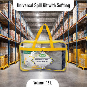 Kit anti-déversement universel de 15 litres avec sac souple, kit de réponse aux déversements d'huile et de produits chimiques portable pour la sécurité industrielle - Product Image 2