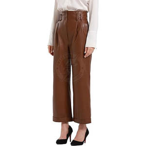 Pantalones de cuero al por mayor con MOQ bajo para mujer, pantalones de cuero de diseño moderno hechos a medida para la venta - Product Image 4