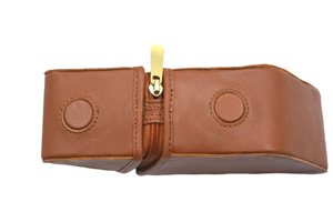 <b>Brown</b> Genuine Leather Makeup Brush <b>Storage</b> <b>Box</b> Portable Zipper Organizer Bag for Pens Lipsticks Travel - Product Image 4