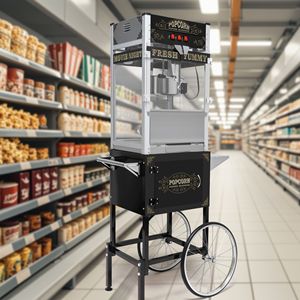 Commercial Popcorn Machine with Cart 20 Oz <b>Kettle</b> <b>Vintage</b> Style Popper on Wheels Tempered Glass Warming Deck 110V - Product Image 1