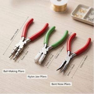 LUMINEX IMPEX LUB=127 3-Piece <b>Pliers</b> <b>Set</b> for Earring Making with Nylon Jaw Bent Nose Ergonomic Grip Jewelry Tools - Product Image 2