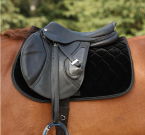 Premium Sheepskin Horse Saddle Pad Set with Matching Ear Bonnet | Hexagon Quilted <b>Equestrian</b> Saddle Cloth | Horse Riding - Product Image 4
