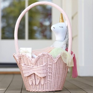 Scallop edge rattan container basket personalized easter baskets versatile decor containers - Product Image 1