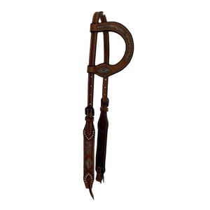 Best Quality Handmade100% Genuine Leather Western Single Ear Headstall With <b>Stud</b> Work Top Supplier Wholesale Manufacturer - Product Image 4
