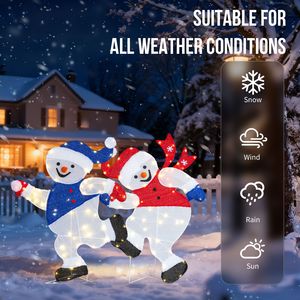 Ensemble de 2 bonhommes de neige lumineux 3D pour décorations de Noël, pré-éclairés avec 120 lumières LED blanc chaud, indice de protection IP67, décorations de Noël pour l'extérieur - Product Image 6