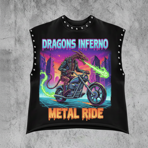 Custom Men's Vintage Street Style Sleeveless T-<b>shirt</b> Knitted 300 Grams Heavyweight 100% Cotton Distressed Rhinestones Dtg - Product Image 2