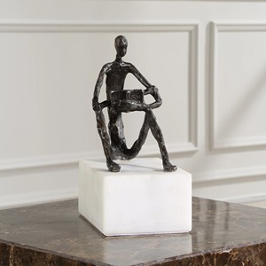Contemporary Bronze Figurative Sculpture Handmade Artistic Tabletop Decor for Living Room for Home Decor - Product Image 5