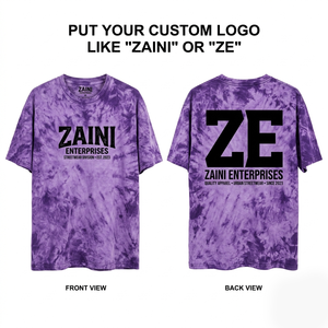 เสื้อยืดผู้ชายแบบฟอกสีพรีเมียม ผ้าคอตตอนเจอร์ซีย์ 220 GSM ทรงโอเวอร์ไซส์ สีม่วง พิมพ์ลายโลโก้ตามสั่ง เสื้อผ้าสตรีทแวร์ เสื้อท็อป - Product Image 1