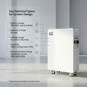 Sistema de Almacenamiento de Energía Doméstico de 16 kWh con Batería LiFePO4 de 51.2V 314Ah para Inversor Solar y Energía de Respaldo para el Hogar - Product Image 1