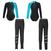 Justaucorps à manches longues avec leggings pour la gymnastique et l'acrobatie, tenue de patinage artistique pour filles de 6 à 16 ans