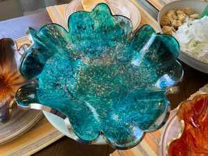 Bol en résine Ocean Bloom, plat de service Aqua Galaxy, bol décoratif Celestial Sea, plateau en résine Turquoise Nebula, bol artistique émeraude. - Product Image 2