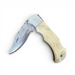 Couteau à lame fixe en acier Damas artisanal avec manche en os, couteau de chasse traditionnel pour l'extérieur - Product Image 4