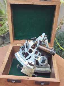 Vintage Brass Sextant <b>Compass</b> with Antique Imitation Soft Enamel Finish | Nautical <b>Navigation</b> Instrument for Collectors - Product Image 5