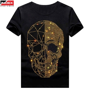 T-shirt en strass pour homme, fabriqué aux États-Unis, brillant et élégant, en coton de haute qualité, style streetwear décontracté. - Product Image 1