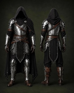 Ensemble d'armure de chevalier médiéval, ranger forestier, costume à capuche, tenue de reconstitution historique en acier portable Farjana - Product Image 2