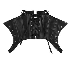 Gilet gothique pour homme en cuir PU avec harnais de poitrine, col montant, boucles et rivets, grande taille, vêtement d'extérieur d'hiver - Product Image 4