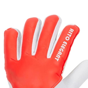 ถุงมือผู้รักษาประตูฟุตบอลแบบกำหนดเอง สีส้มเรืองแสงและสีขาว ทำจากยางลาเท็กซ์เยอรมัน หนา 4 มม. พร้อมสายรัดยางลาเท็กซ์เยอรมันแบบนูน - Product Image 6