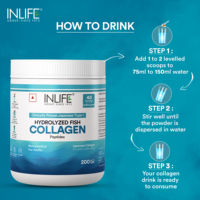 INLIFE Colágeno Marino Japonés en Polvo, Péptidos de Colágeno Hidrolizado, Proteína de Colágeno sin Sabor, Suplemento Dietético para Adultos, Paquete de 200g