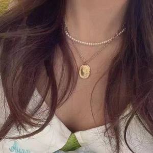 Collier classique pour femme, polyvalent, perles rondes de 3-4 mm, collier à double rang, chaîne de clavicule, accessoires de mode - Product Image 4