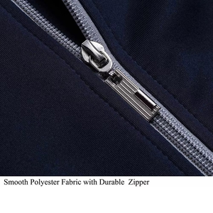Survêtement à capuche bleu clair pour homme, fermeture éclair intégrale, poches latérales, respirant, coupe décontractée, vêtement d'automne, couleur unie, coton - Product Image 5