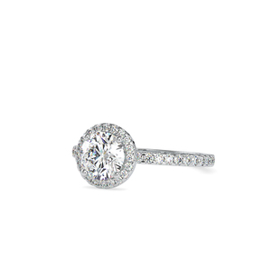 Bague de promesse en argent 925 de haute qualité avec diamant moissanite, sertie d'un halo simple classique à taille ronde et d'une tige pavée. - Product Image 2